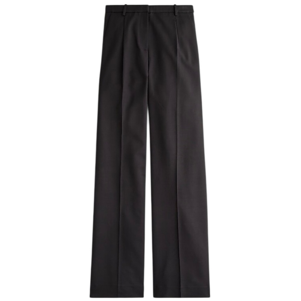 NWT J Crew Black Pleated Essential Wide Leg Pants in Stretch City Twill Crepe 4